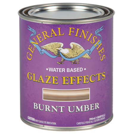 GENERAL FINISHES 1 Qt Burnt Umber Glaze Effects Water-Based Translucent Color QTBU